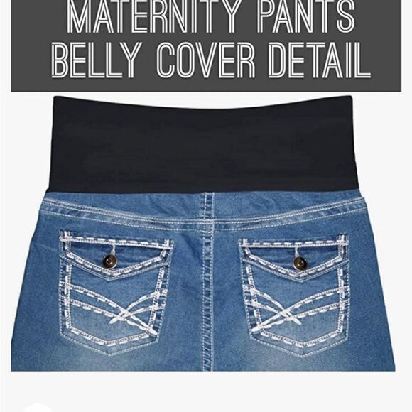 Hybrid & Company Maternity Capri High Waist Stretch Denim Jeans - Picture 3 of 7